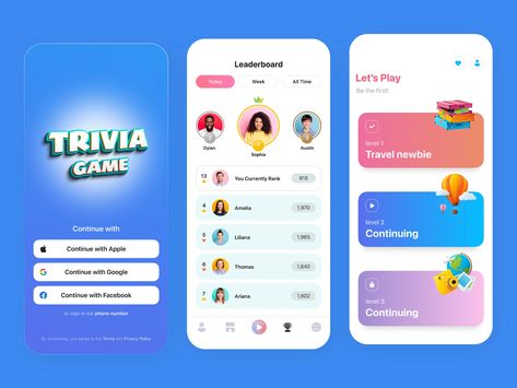 Quiz Game Ui, Game App Ui, Trivia App, Uiux Design, Quiz Design, App Interface Design, Ui Design Website, Game Ui Design, Trivia Game