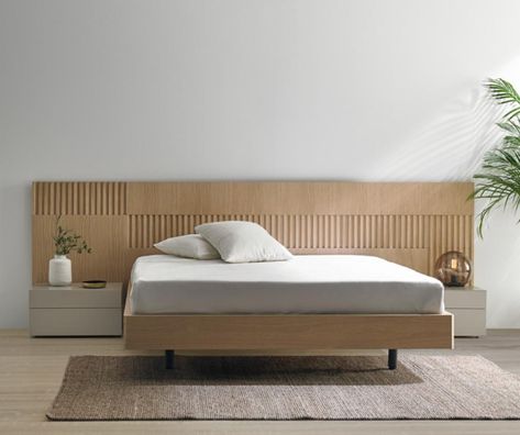 Oak Bed Frame, Bed Headboard Design, Studio Interior Design, Dekorasi Kamar Tidur, Cama King, Bedroom Bed Design, Bed Furniture Design, Headboard Designs, Studio Interior