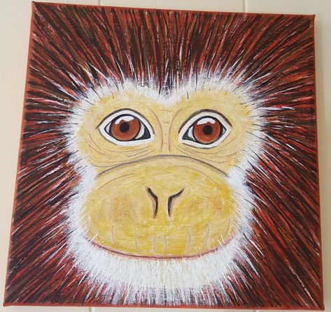 Monkey Painting Easy, Monkey Painting, Lovely Paintings, Painting Birthday, Simple Crafts, Cute Paintings, Black Tree, Animal Painting, Water Colors