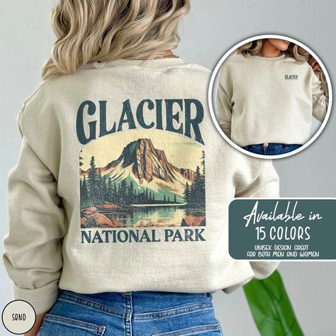 Glacier National Park Sweatshirt Montana Sweatshirt Gift for National Park Lover Gift for Her Montana Crewneck Hiking Ganola Girl Sweater - Etsy National Park Shirts, Vintage Yosemite, Montana Sweatshirt, National Park Sweatshirt, Comfy Crewneck, Sunset Design, Glacier National, Glacier National Park, Yosemite National