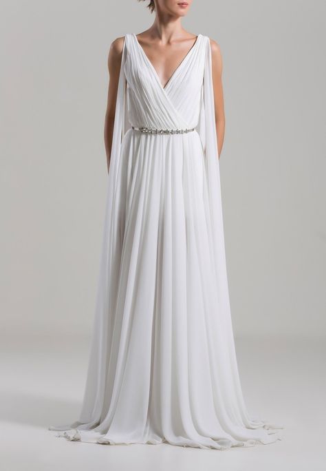 Ancient Greece Inspired Dress, Toga Style Wedding Dress, Ancient Greek Inspired Dress, White Greek Goddess Dress Aesthetic, Ancient Greece Aesthetic Dress, Greek White Dress, Greek Goddess Dress Aesthetic, Greek Inspired Wedding Dress, Ancient Greek Wedding Dress