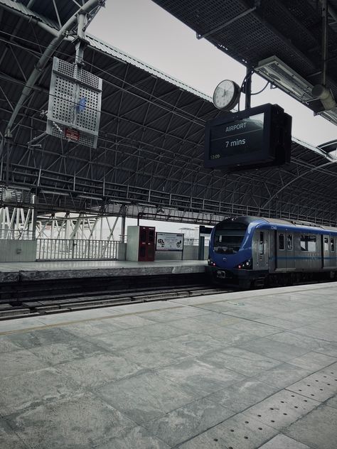 #metro #train #chennai #aesthetic #grey #blue #ash #time #clock #airport #rail #travel #journey #clean #trip #passengers #dayout Chennai Aesthetic, Chennai Photography, Chennai Airport, Chennai Metro, Metro Train, Paris Video, Aesthetic Grey, Photography Reference, Metro Rail