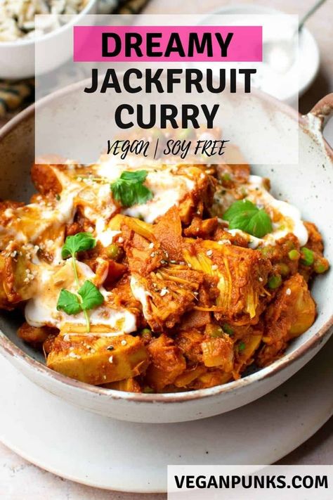 Veggie Meal Prep, Vegan Tikka Masala, Jackfruit Curry, Vegan Jackfruit, Canned Jackfruit, Vegan Curry Recipes, Jackfruit Recipes, Vegan Indian Recipes, Rogan Josh