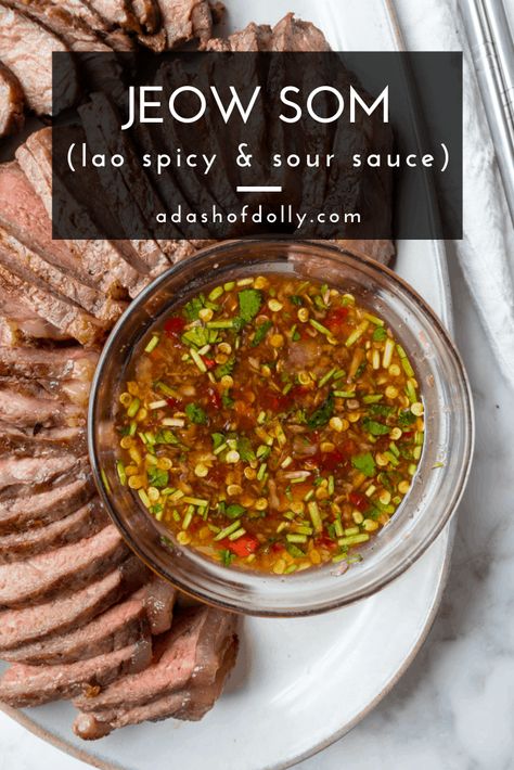 Thai Dipping Sauce Recipes, Lao Food Recipes, Asian Starters, Jeow Som, Laos Recipes, Spicy Dips, Asian Feast, Cambodian Recipes, Lao Recipes