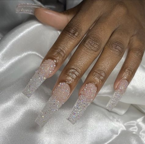 Long medium clear crystal sugar square coffin nails 🤍 Press On Nails Square, Acrylic Nail Designs Coffin, Facebook Ads Campaign, Nail Enhancements, Spring Designs, Sugar Nails, Clear Acrylic Nails, Acrylic Nail Shapes, Bunny Nails