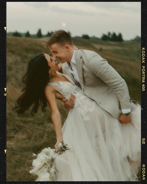 close up of groom brining bride in for a dip kiss as they smile Modern Fairytale Aesthetic, Wedding Dip Kiss, Dip Kiss, Bride Groom Photoshoot, 35mm Film Wedding, Groom Photoshoot, Fairytale Aesthetic, Foto Wedding, Wedding Portrait Poses