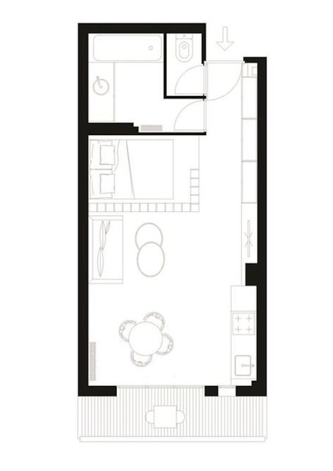 Studio de 25m2 : appart entièrement repensé et optimisé Plan Studio, Small Studio Apartment Decorating, Apartment Floor Plan, Small Studio Apartment, Small Apartment Design, Apartment Floor Plans, Bedroom Studio, Apartment Plans, 3d Studio