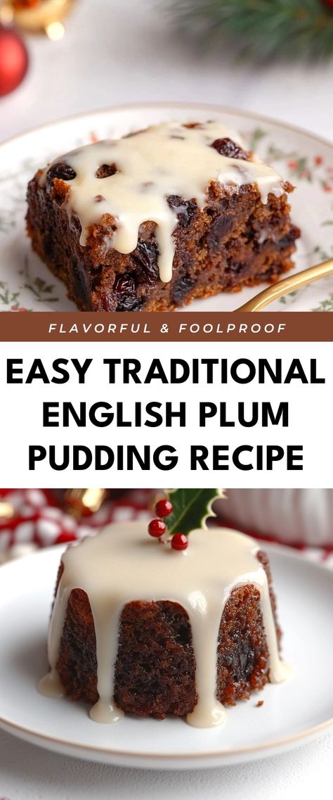 Image for Easy Traditional English Plum Pudding Recipe Plum Duff Recipe, Plum Pudding Sauce Recipe, Traditional Plum Pudding, English Christmas Pudding Recipes, Easy Plum Pudding Recipe, Christmas Plum Pudding, Fresh Plums Recipes, Easy Christmas Pudding Recipes, English Pudding Recipes