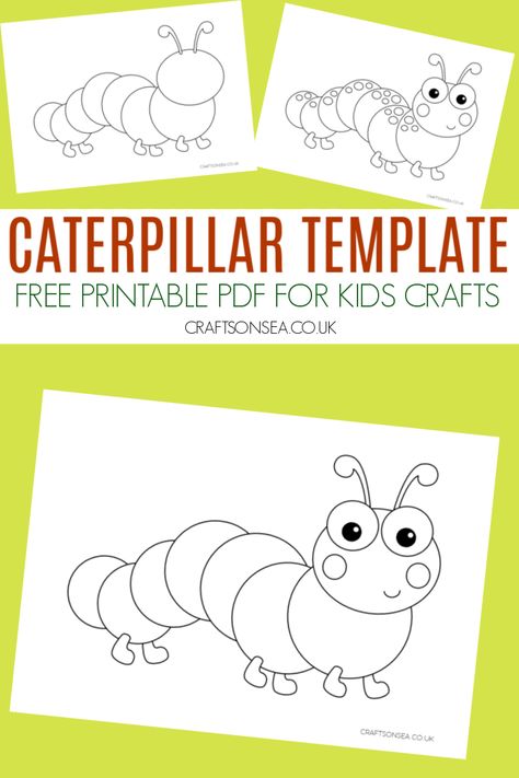 Bug Templates Free Printable, Caterpillar Template Free Printable, Caterpillar Template, Very Hungry Caterpillar Printables, Caterpillar Preschool, Butterfly Crafts Preschool, Frog Template, State Testing Encouragement, Letter C Crafts