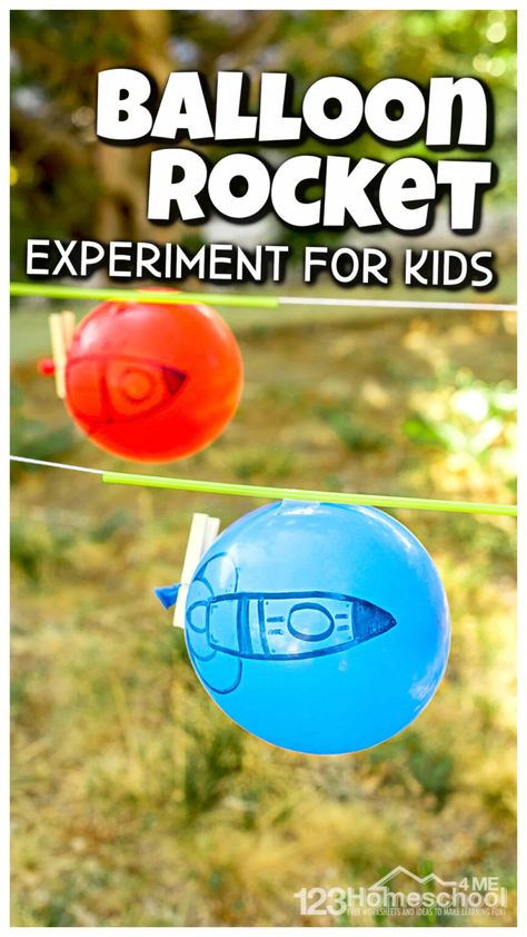 Ballon Science Experiments, Balloon Racers Science, Balloon Rocket Race, Balloon Rocket Science Experiment, Ballon Rocket Experiment, Transport Science Experiment, 3rd Grade Experiments, Physics For Preschoolers, 2nd Grade Stem Projects