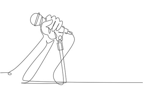 Holding Microphone, Microphone Karaoke, Single Line Drawing, Microphone Stand, One Line Drawing, Stand Up Comedians, Single Line, Design Vector, His Hands