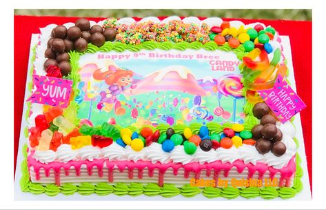 Candyland Sheet Cake Ideas, Candy Land Cake, Sheet Cake Ideas, Candyland Cake, Candy Birthday, 3rd Party, Meow Meow, 9th Birthday, Sheet Cake