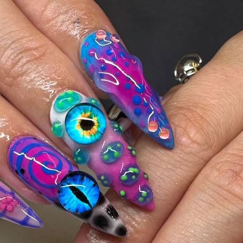 𝖊𝖒𝖒𝖆 on Instagram: "✨🦋🌸🐉✨

inspo @_nailedbyaunicorn_ ✨ @drilledby.niaa 💕

#gelxnails #gelx #apres #apresgelx #stilettonails #longnails #extranails #nailart #3dnailart #eyenails #patternnails #pinknails #bluenails #3dnails #halloween #halloweennails #halloweennailart #spookynails #monsternails #junknails #gemnails #airbrushnails #spiralnails #manchester #manchesternails #nailtechmanchester #manchesternailtech" Eyeball Nails, Gel X Nail, Monster Nails, Junk Nails, Airbrush Nails, Gem Nails, Nail Patterns, Halloween Nail Art, 3d Nail Art