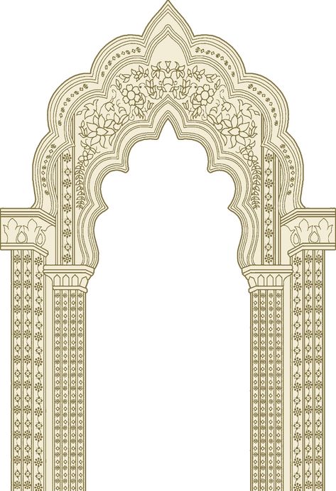 Mughal Architecture Motifs Design, Mughal Architecture Motifs, Islamic Door, Mughal Motifs, Indian Wedding Invitation Card Design, Islamic Motifs, Mughal Art Paintings, Wedding Card Frames, Mughal Architecture