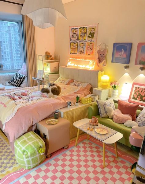 [PaidAd] 66 Perfect Pastel Eclectic Decor Bedroom Advice To Find Out This Autumn #pasteleclecticdecorbedroom Bedroom Design Ideas Colorful, Danish Pastel Studio Apartment, Colorful Modern Bedroom Aesthetic, Colorful Room Decor Ideas, Crazy Room Decor, Pastel Eclectic Decor Bedroom, Colourful Bedroom Aesthetic, Colorful Aesthetic Room, Cozy Colorful Bedroom