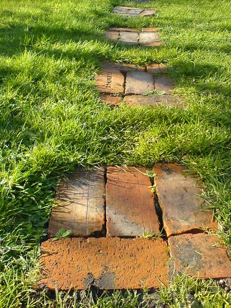 Red brick stepping stones 2 | Some stepping stones through t… | Flickr Brick Stepping Stones, Patio Ideas Pavers, Stone Garden Paths, Brick Pathway, Brick Steps, Backyard Walkway, Brick Path, Brick Garden, Outdoor Patio Ideas