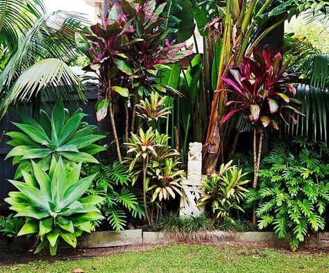 Hawaiian Landscaping, Small Tropical Gardens, Bali Garden, Balinese Garden, Tropical Landscape Design, Decking Ideas, Coastal Garden, Tropical Garden Design, Jungle Gardens