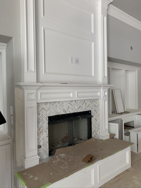 Fireplaces With Hearth Seating, Fireplace With Raised Hearth And Mantle, White Fireplace Hearth, Fireplace With Tall Hearth, Tall Hearth Fireplace, Raised Hearth Fireplace Seating, Fireplace With Raised Hearth Ideas, Fireplace Raised Hearth Ideas, Fireplace With Hearth Seating