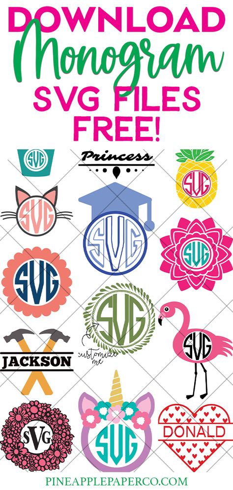 Free Pineapple Monogram SVG File PLUS 15 MONOGRAM SVGs for FREE at Pineapple Paper Co. #totallyfreesvg # freesv #svgfile #monogramframe #monogramsvg #cricut #pineapplemonogram Cricut Monogram Font, Pineapple Monogram, Create Monogram, Free Monogram Fonts, Monogram Maker, Monogram Printable, Cricut Monogram, Cricut Svg Files Free, Expressions Vinyl