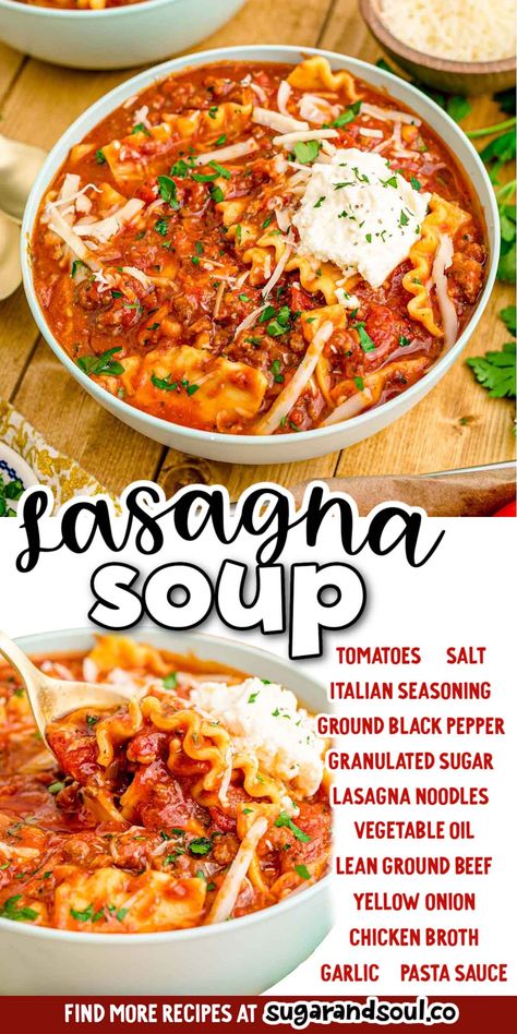 Lasagna Soup Easy Ground Beef, Lasagna Soup Ground Beef, Chicken With Lasagna Noodles, Crockpot Lasagna Soup With Spaghetti Sauce, Lasagna Soup With Chicken Broth, Lasagna Soup With Jar Sauce, Lasagna Soup Pasta Sauce, Beef Lasagna Soup, Lasagna Soup Made With Spaghetti Sauce