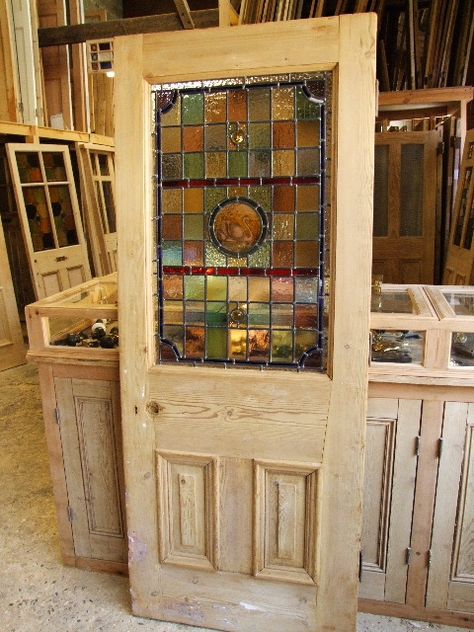 Original Victorian Stained Glass Front Door Stained Glass Front Door, Glass Entrance, Victorian Front Door, Stained Glass Doors, Glass Entrance Doors, Victorian Front Doors, Half Doors, Stained Glass Door, Antique Stain