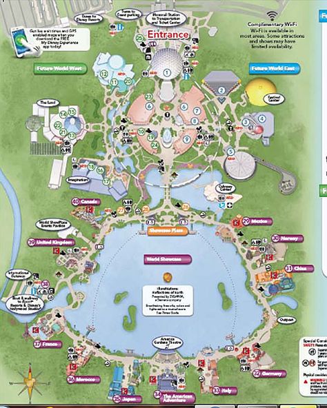 Walt Disney World Family Vacation: Epcot Top 10 Favorites Epcot Ears, Epcot Map, Disney Dollars, Discount Disney World Tickets, Disney World Map, Island Layout, Vacation Board, Magic Kingdom Rides, Disney Parque