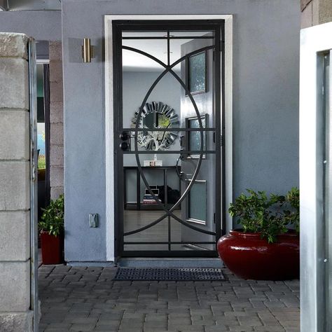 Gatehouse Rio 36-in x 81-in White Steel Surface Mount Security Door in the Security Doors department at Lowes.com Black Screen Door, Glass Screen Door, Security Storm Doors, Security Door Design, Metal Screen Doors, Front Door With Screen, Front Door Security, Grandma House, Glass Storm Doors