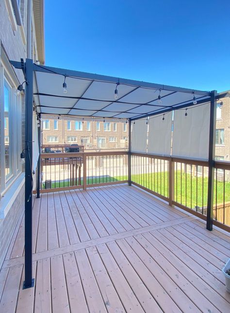 Retractable Shade Pergolas - Hana's Happy Home Small Canopy Outdoor, Diy Deck Covers Ideas Patio Shade, Removable Patio Cover, Deck Tent Ideas, Patio Rain Cover Ideas, Diy Porch Shade Ideas, Deck Covering Ideas Patio Shade, Deck Covers Attached To House, Deck Covers Ideas Patio Shade