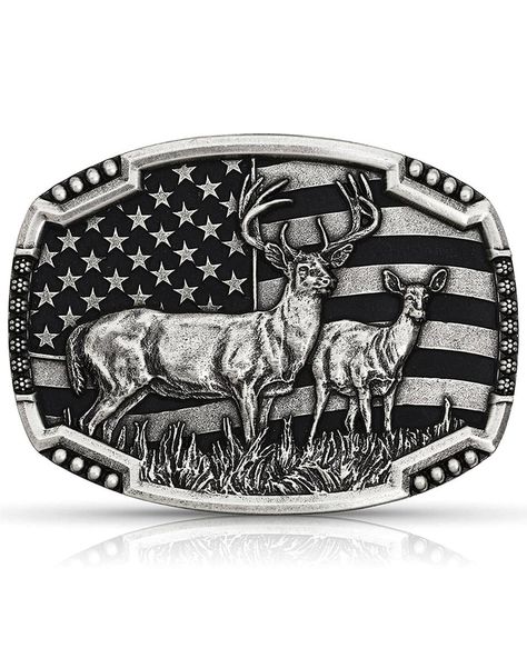 A great Boot Barn item. Mcm Belt, Standing At Attention, Buck And Doe, Grassy Field, Western Belt Buckles, Deer Design, Flag Background, Metal Belt, Silver Logo