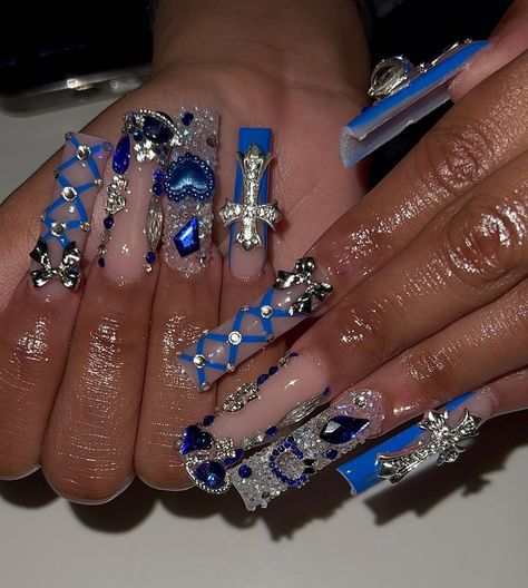 Quinceanera Nails, Rich Rich, Junk Nails, Abstract Nail, Punk Nails, Hard Nails, Cute Nail Art Designs, Pretty Gel Nails, Long Acrylic Nails Coffin