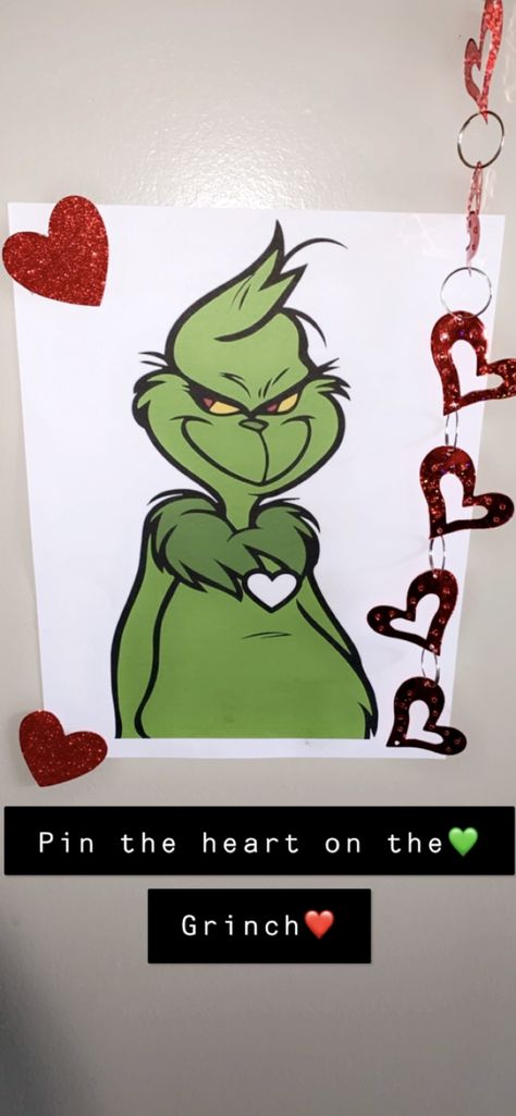 Pin the heart ❤️ on the Grinch Pin The Heart On The Grinch, Grinch Printable, Grinch Heart, Christmas Cookie Party, Grinch Party, Heart Diy, Heart Printable, Christmas Tree Decorations Diy, Cookie Party