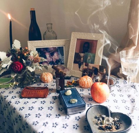 Setting up an Ancestral Altar | Melanated Momma on Patreon Ancestor Altar, Altar Inspiration, Spiritual Altar, Sacred Woman, Small Candle Holders, Witches Altar, Altar Cloth, Room With Plants, Sacred Places