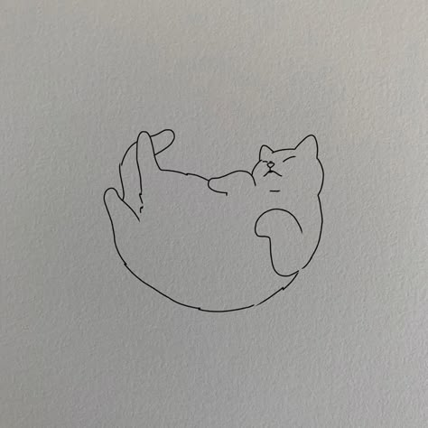 Cat Fine Line Tattoo, Fat Cat Drawing, Fine Line Cat Tattoo, Fat Cat Tattoo, Minimal Cat Tattoo, Meow Tattoo, Tattoo Gato, Cat Outline Tattoo, Cat Tattoo Ideas