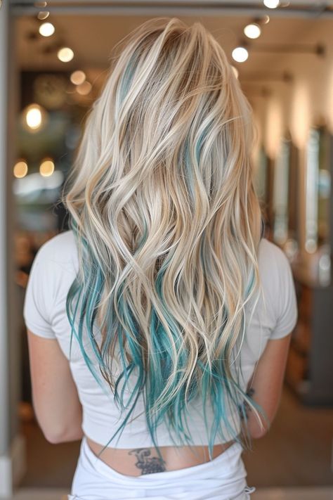 #Hair_Color_Ideas_Dirty_Blonde #Hair_Color_Ideas_Easy_To_Maintain #Hair_Color_Ideas_Extensions #Hair_Color_Ideas_Emo #Hair_Color_Ideas_Ends #Hair_Color_Ideas_Exotic #Hair_Color_Ideas_Blue_Eyes #Hair_Color_Ideas_Green_Eyes #Hair_Color_Ideas_Hazel_Eyes #Hair_Color_Ideas_F Dirty Blonde Hair With Blue Highlights, Blonde Hair With Blue Highlights, Hair Color Grey Silver, Exotic Hair Color, Hair Styles Long Hair, Blue Hair Highlights, Unicorn Hair Color, Mint Hair, Creative Hair Color