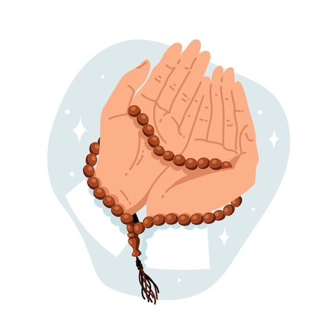 Free vector hand drawn flat design tasbi... | Free Vector #Freepik #freevector #muslim-illustration #tasbih #hand-drawn-illustration #flat-design ملصق ديني, Simple Prayers, Desain Buklet, Ramadan Crafts, Islamic Cartoon, Islamic Culture, Islamic Artwork, Prayer For You, Islamic Prayer