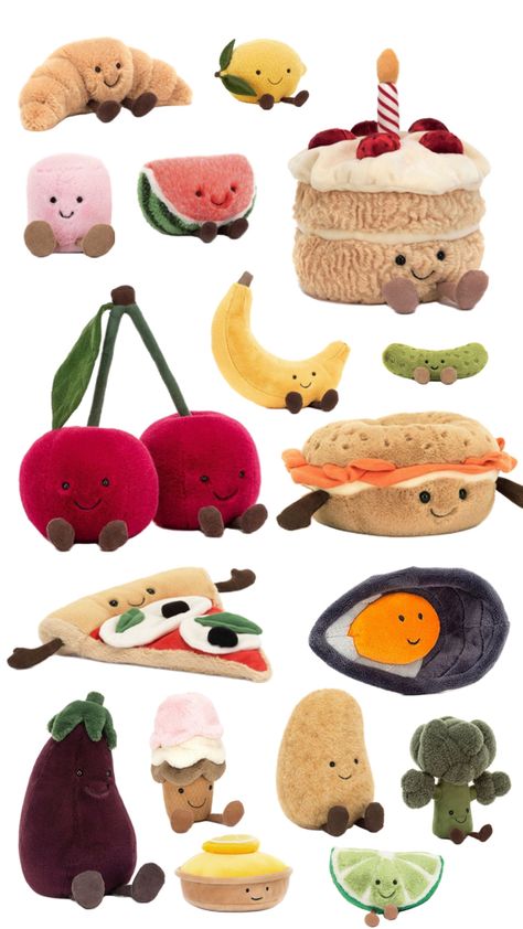 Plushie, jellycats, doudou, nourriture , food, love, dianedournel Jelly Cat Food Plush, Sushi Jellycat, Jelly Cats Food, Food Jellycat, Jellycat Food, Character Brainstorm, Food Plushies, Jellycat Stuffed Animals, Jelly Cat