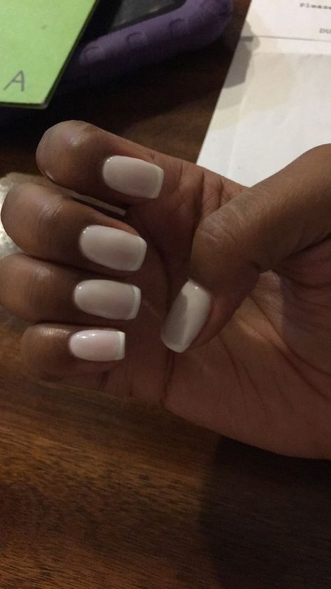 Beige Nails With White Tips, Tan Nails White Tip, White On White Nails French, Vanilla French Manicure, White On White French Manicure, White On White French, Milky French Manicure, White French Manicure, Tan Nails