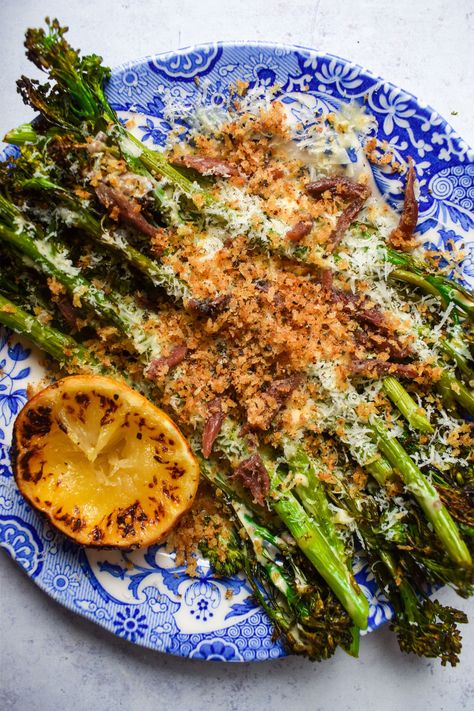 Tenderstem Broccoli Recipe, Broccoli Caesar Salad, Broccoli Caesar, Charred Lemon, Caesar Recipe, Steak Sides, Simple Sides, Charred Broccoli, Homemade Caesar