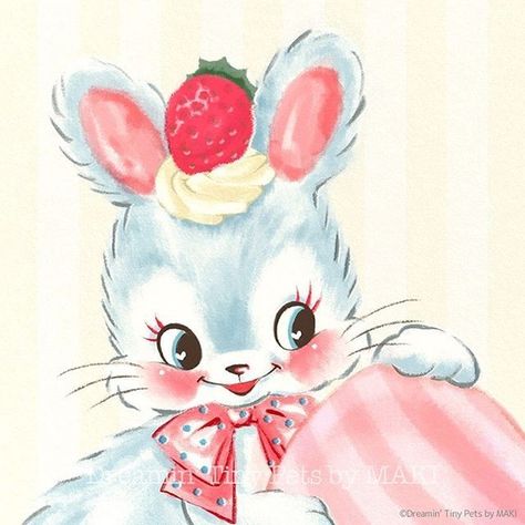 Drawing Animals, Hello Kitty Drawing, Vintage Bunny, Vintage Kitsch, Light Bright, Vintage Greeting Cards, Vintage Cartoon, Vintage Artwork, Cute Doodles