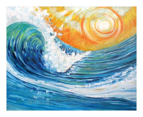 Beach Doodles, Cold Drawing, Vango Art, Wave Paintings, Easy Painting Projects, Wave Stencil, Ocean Art Painting, Ocean Paintings, Draw Color