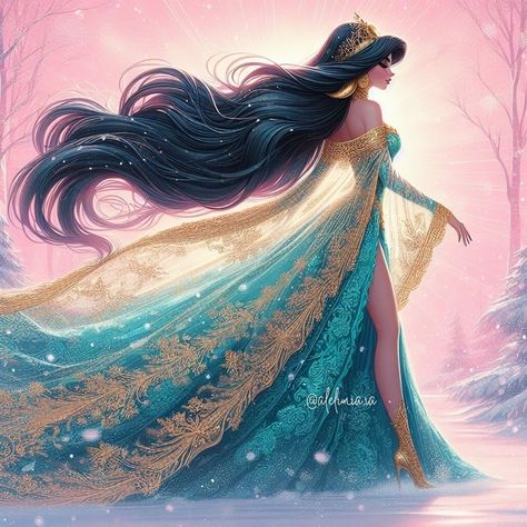 | ❄️☃️ | Instagram Disney Anime Style, Princess Artwork, Walt Disney Princesses, Pink Prints, Pocket Princess, Princess Vibes, Princess Tattoo, Walt Disney Characters, Disney Princess Jasmine