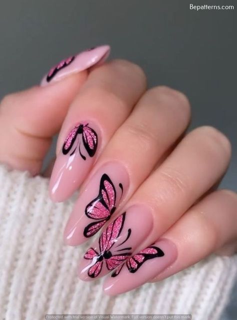 Nail Spot, Nails Easter, Butterfly Nail Designs, Kylie Jenner Nails, Butterfly Nail Art, Pretty Gel Nails, Cute Summer Nails, Nail Art Designs Videos, Nail Patterns