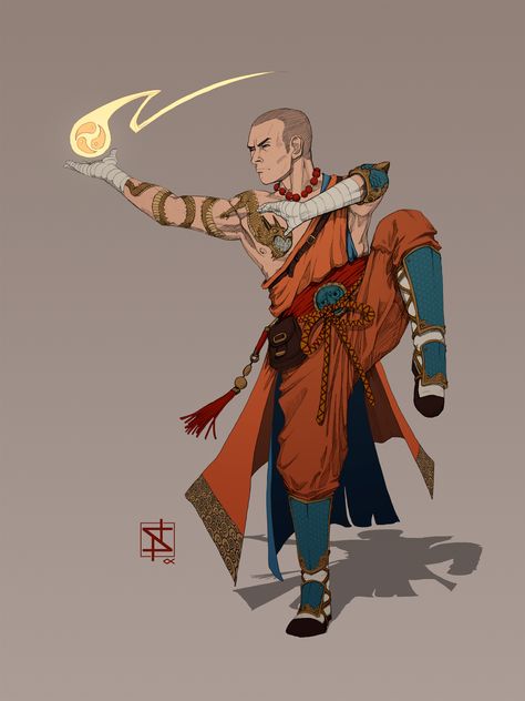 ArtStation - Character Sketches 7, Stephen Nickel Sun Soul Monk, Warrior Monk, Monk Dnd, Character Sketches, Fantasy Rpg, Fantasy Inspiration, Character Design References, Dnd Characters, Character Portraits