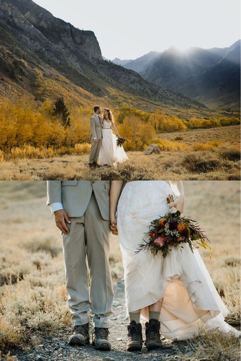 Photos from a fall hiking elopement in California in the Mammoth Mountains. See more fall elopement ideas, fall elopement dress inspiration, and fall elopement photography! Book Julia for your California elopement photography at juliaminaphotography.com! Hiking Elopement Weddings, Fall Elopement Ideas, Fall Elopement Dress, Fall Elopement, Hiking Elopement, Elopement Packages, Photography Book, Elopement Dress, Elopement Photos