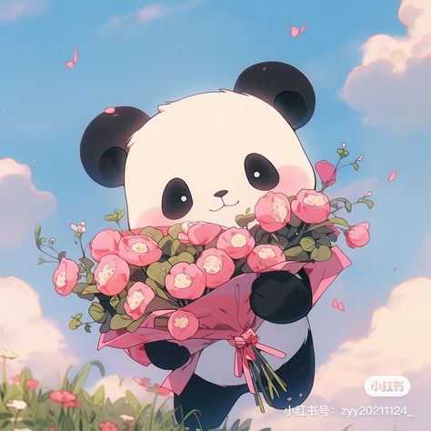 Anime Panda Pfp, Cute Panda Aesthetic, Pink Panda Wallpaper, Panda Art Cute, Cute Panda Art, Panda Pfp, Panda Icon, Panda Background, Panda Pink