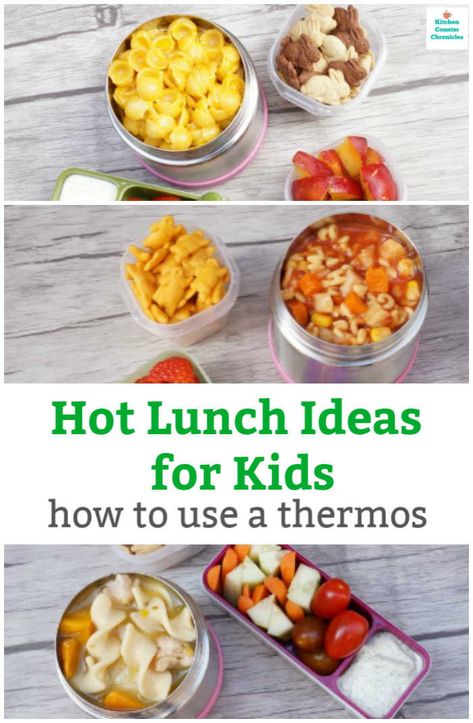 Nothing beats a warm lunch, especially on cold winter days. Send your kids to lunch with these hot lunch recipe ideas. Tips for how to properly use a thermos - to keep the food hot. #lunchforkids #lunchboxideas #hotlunch #foodforkids #thermos #thermosrecipes #whatsforlunch #lunchforkids #lunchrecipes Thermos Lunch Ideas, Hot Lunch Ideas, Hot School Lunch, Lunch Recipe Ideas, Thermos Lunch, Kindergarten Lunch, Kids Thermos, Preschool Lunch, Lunch Ideas For Kids