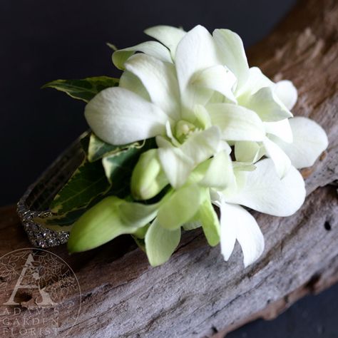 Orchid Wrist Corsage Wedding, White Wrist Corsage, Orchid Wrist Corsage, Wrist Corsage Wedding, Prom Corsage And Boutonniere, Bridal Cuff, Floral Cuff, Corsage Prom, Corsage And Boutonniere