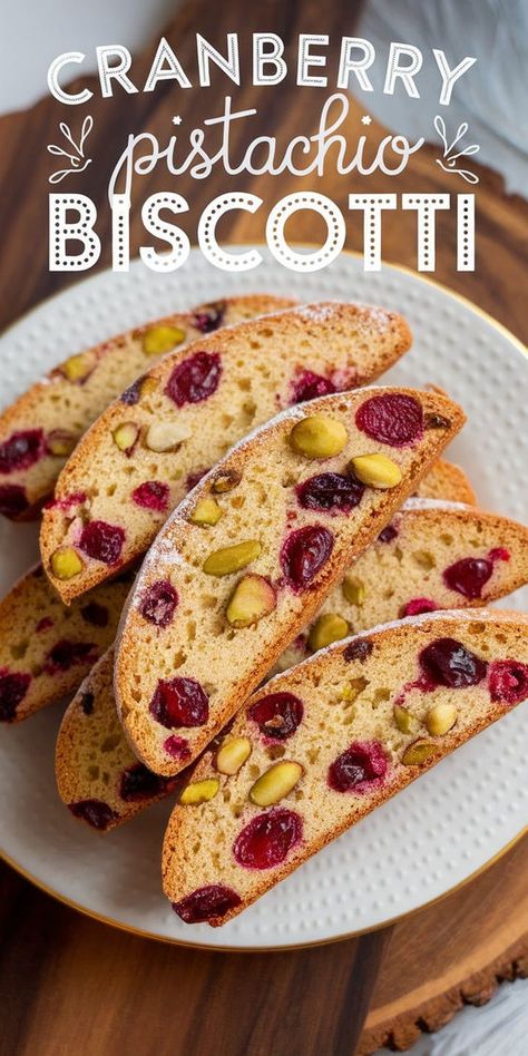 These Cranberry Pistachio Biscotti are a festive treat you won’t want to miss! With their beautiful colors and deliciously crunchy texture, they make the perfect addition to your holiday cookie platter or a lovely gift for friends and family. Cranberry Pistachio Biscotti Allrecipes, Fruit And Nut Biscotti, Lemon Pistachio Biscotti, Cranberry Pistachio Biscotti Recipe, Cherry Pistachio Biscotti Ina Garten, Biscotti Cranberry Pistachio, Sugar Cookie Biscotti, Pistachio And Cranberry Cookies, Cranberry And Pistachio Biscotti