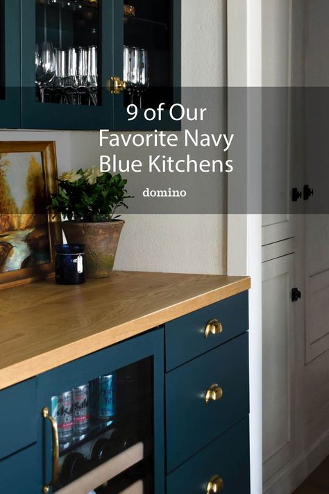 Navy Blue Kitchen Cabinets Ideas: Play Up Wood Tones Navy Blue Lower Kitchen Cabinets, Navy Blue Kitchen Cabinets On Bottom White On Top, Indigo Blue Kitchen Cabinets, Navy Blue Kitchen Cabinets Wall Color, Blue And Maple Kitchen Cabinets, Navy Cabinets Wood Countertop, Blue Kitchen With Wood Countertops, Kitchen Remodel Navy Cabinets, Backsplash With Navy Blue Cabinets