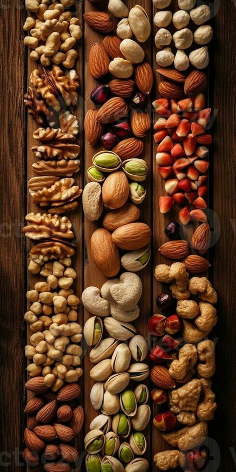 AI Generative cashews almonds pistachios macadamia mixed nuts healthy snack frame on wooden background Man Eating Food, Creamy Chipotle Sauce Recipe, Tiny Portions, Dry Fruits Benefits, Fruits Benefits, Fruit Chips, Creamy Chipotle Sauce, Change Your Attitude, Fruit Chip